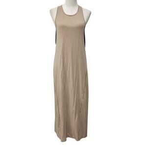 Alala Dress Racerback Athleisure Jersey Mesh Maxi Tank Beige Women's Size M